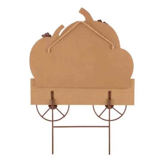 26" GlitzHome&reg; Wooden Pumpkin Cart Yard Stake {9}