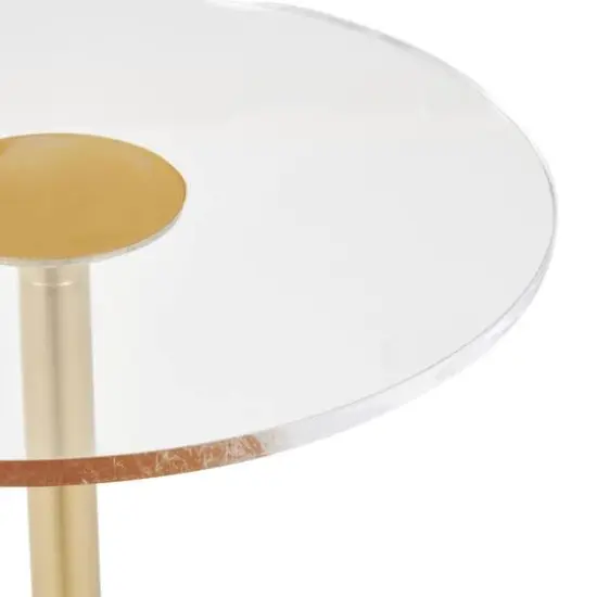 25.5" Gold Metal Pedestal Accent Table {6}