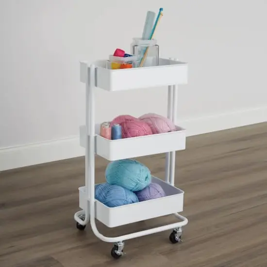 Lexington 3-Tier Rolling Cart by Simply Tidy&reg; White {10}