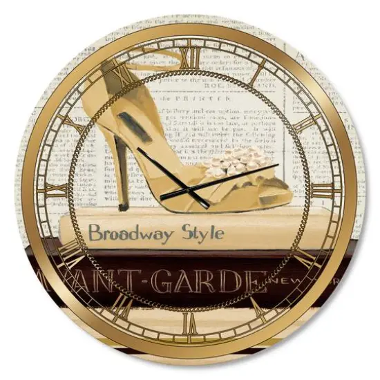 Designart 'Gold Fashion High Hells Iii Glam Wall Clock {1}