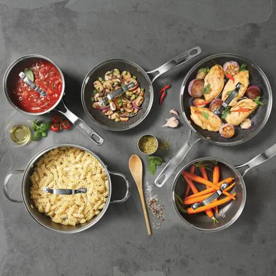 Stainless Steel Non-Stick 10-Piece Cookware Set With Stainless Steel Handles {6}