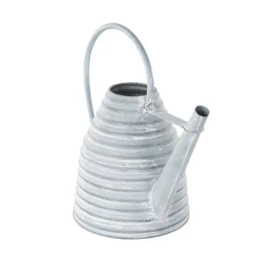 14" Gray Metal Beehive Shaped Watering Can Planter {4}