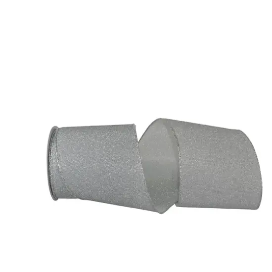 JAM Paper 4" x 10yd. Silver Sparkle Glimmer Radiance Wired Edge Ribbon {1}
