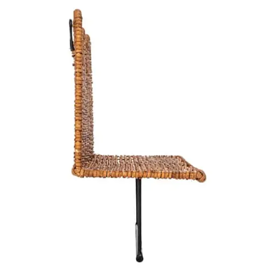 Hello Honey&reg; Natural Rattan Wicker Wall Shelf with Scalloped Edge & Metal Rod {4}