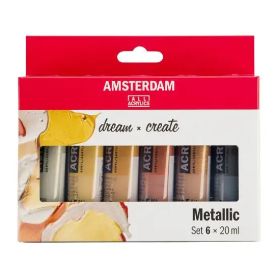 Amsterdam Metallic Acrylic 6 Color Paint Set, 20mL {1}