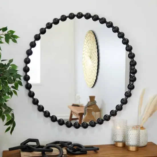 CosmoLiving by Cosmopolitan Dark Gray Metal Orb Framed Wall Mirror 36" x 2" x 36" {7}