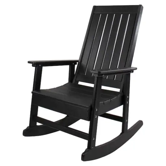 Black All Weather Recycled Plastic Outdoor Rocking Chair {1}