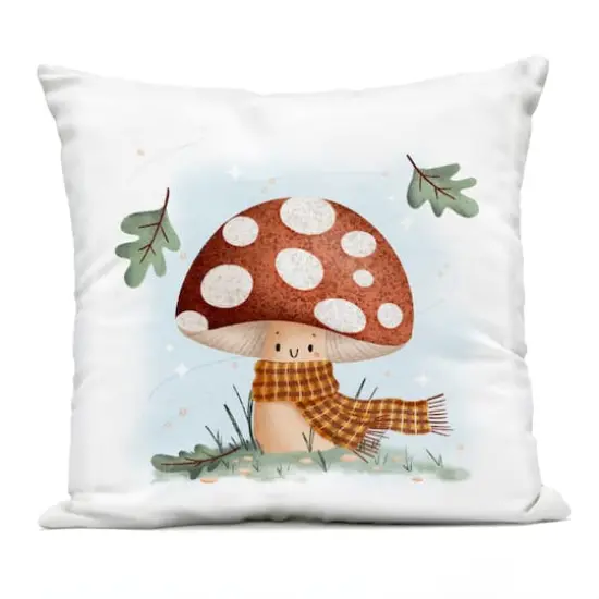 Stupell Industries Happy Mushroom in Scarf Outdoor Printed Pillow {1}