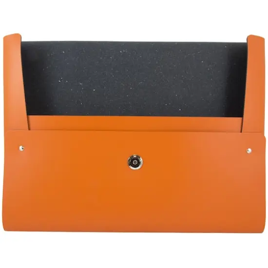 JAM Paper Italian Leather Snap Closure Portfolio Orange {4}