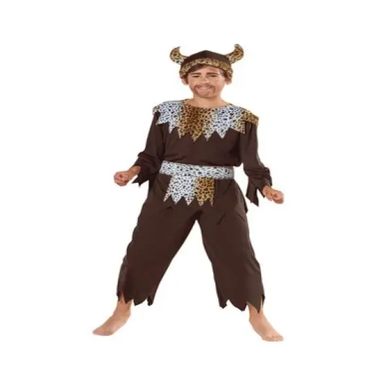 Medium Brown & White Warrior Caveman Boy's Costume {1}