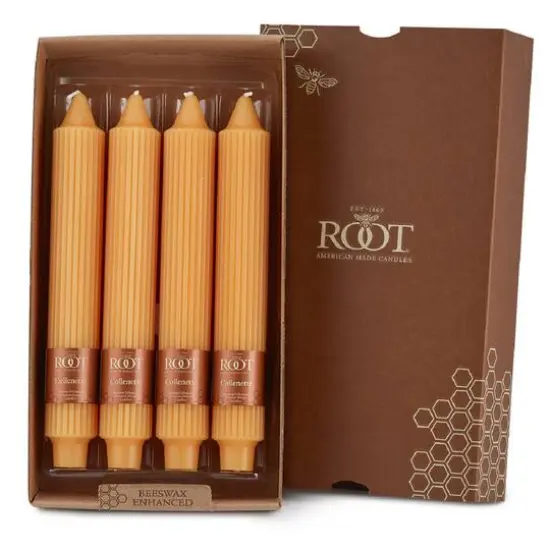 Root Candles 9" Unscented Grecian Collenette Taper Candles, 4ct. Mandarin {1}