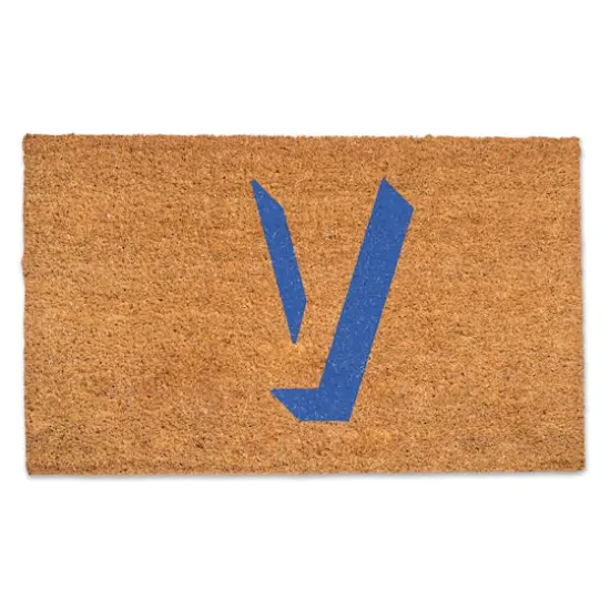 Blue Shadow Monogram Natural Coir Doormat V {1}