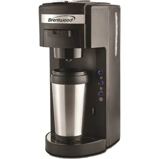 Brentwood Black Single-Serve Coffee Maker with Travel Mug {1}