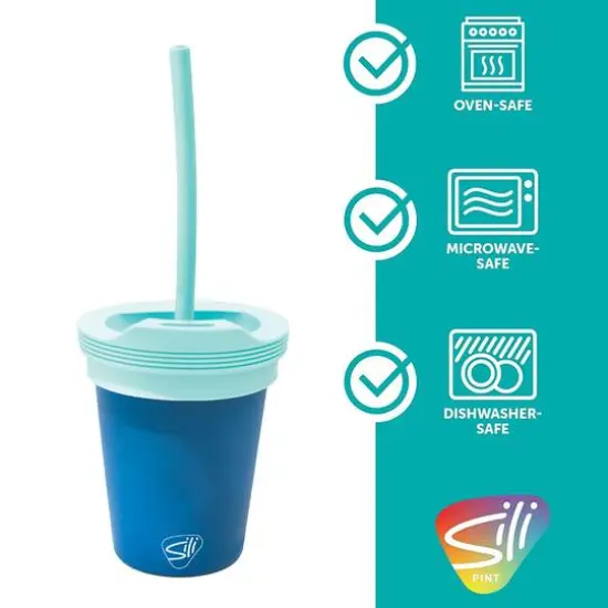 Silipint&reg; 8oz. Deep Pool Kids Silicone Straw Tumblers, 2ct. {3}