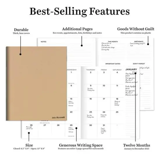 TF Publishing 2025 Anything But Basic Kraft Medium Monthly Planner {6}