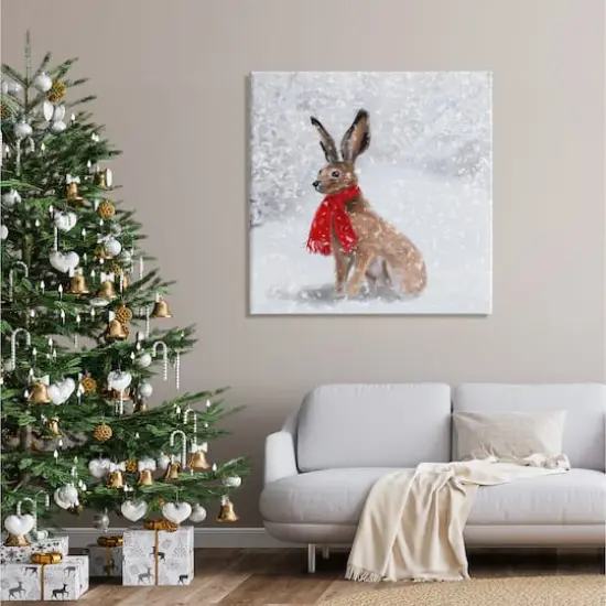 Stupell Industries Winter Rabbit Scarf Landscape Canvas Wall Art {3}