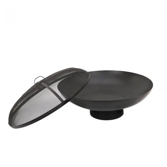 32" Black Cast Iron Fire Pit Bowl with Screen {5}