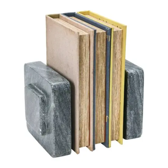 Hello Honey&reg; Square Marble Bookends Set Black {4}
