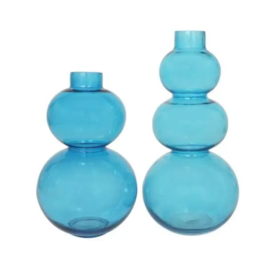 Blue Round Bubble Glass Vase Set {6}