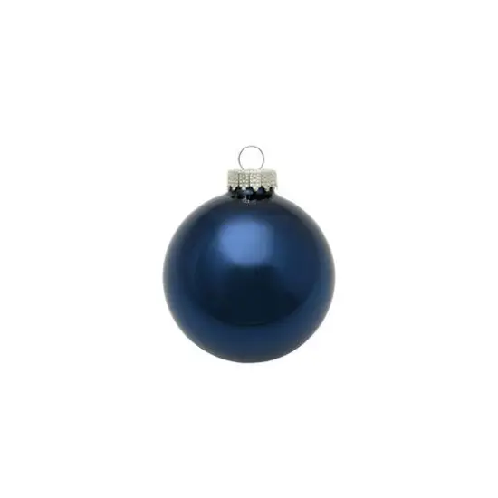 Whitehurst 8ct. 3.25" Shiny Glass Ball Ornaments Midnight Blue Shiny {1}