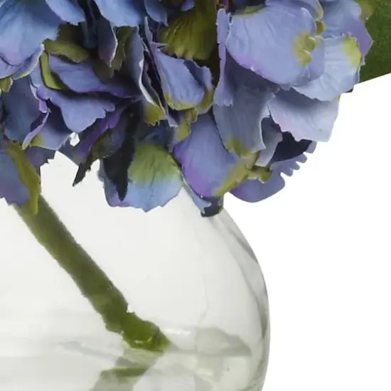 8.5" Blue Blooming Hydrangea in Glass Vase {4}