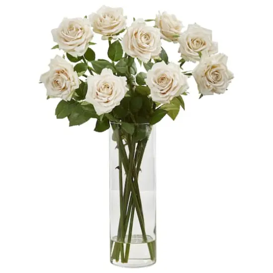 Rose Arrangement In Cylinder Vase Champagne {1}