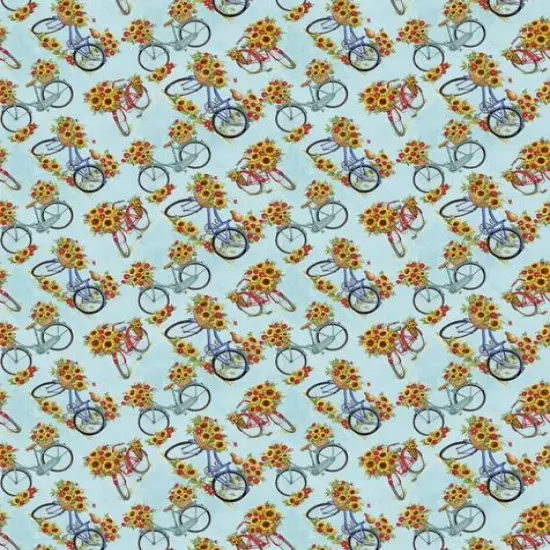 Susan Winget Bicycles & Tossed Floral with Sunflowers Cotton Fabric {3}