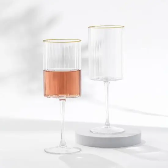 JoyJolt® Christian Siriano 17.5oz. Optic Gold Rim Red Wine Glasses, 4ct. {3}