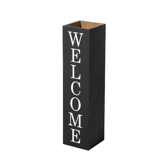Glitzhome&reg; 30" Black Wood Boxed Welcome Home Porch Sign {1}