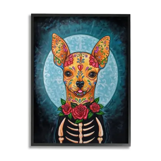 Stupell Industries Day of Dead Chihuahua Framed Giclee Art Black {1}