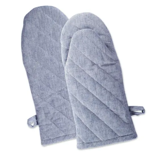 DII&reg; Solid Chambray Oven Mitts, 2ct. Blue {1}
