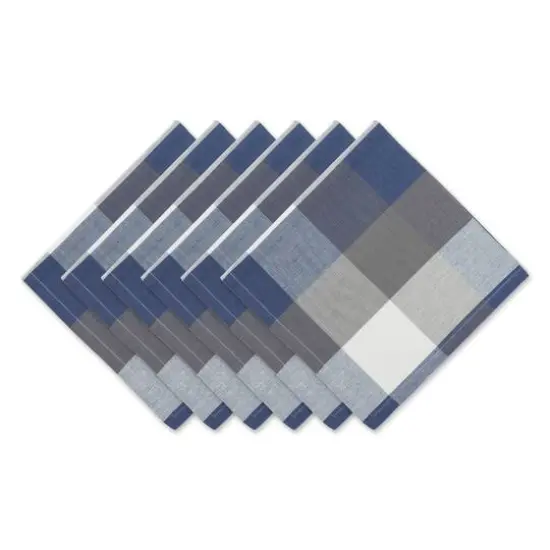 DII&reg; Oversized Tri Color Check Cloth Dinner Napkins, 6ct. French Blue {2}