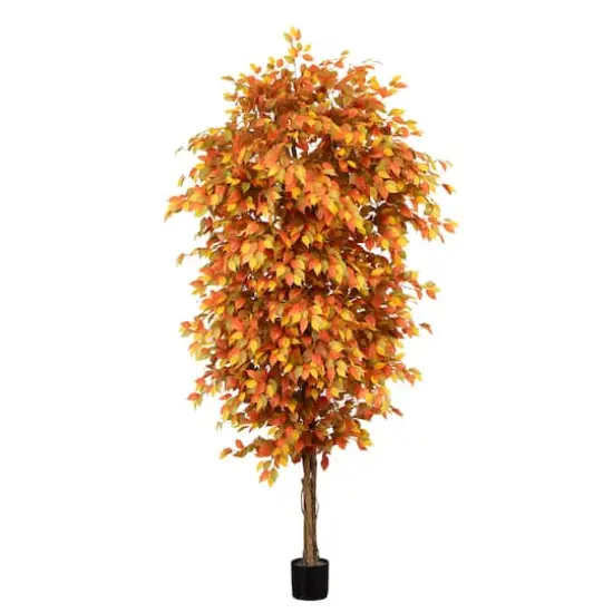 9ft. Potted Artificial Autumn Ficus Tree {1}