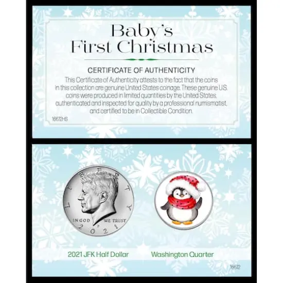 Baby's First Christmas JFK 2021 And Colorized Quarter Penguin Coin Set {1}