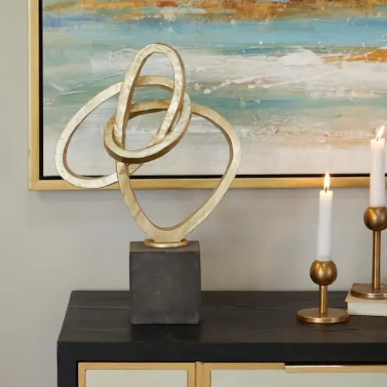 17" Gold Link Abstract Sculpture with Black Base {3}