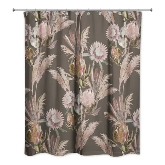 Protea Blooms Shower Curtain Charcoal {1}