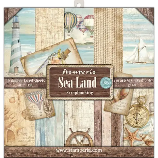 Stamperia Sea Land Double-Sided Paper Pad, 12'' x 12'' {1}