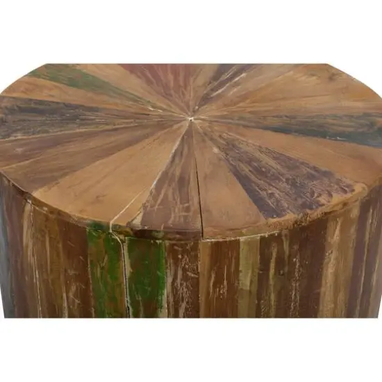 18" Brown Reclaimed Wood Rustic Accent Table {4}