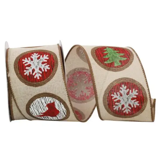 JAM Paper 2.5" x 10yd. Natural Wood Cuts Holiday Wired Ribbon {1}