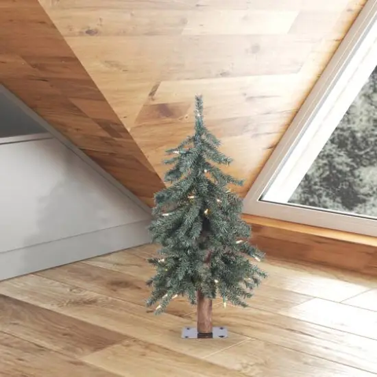 2ft. Pre-Lit Natural Bark Alpine Artificial Christmas Tree, ClearLights {3}