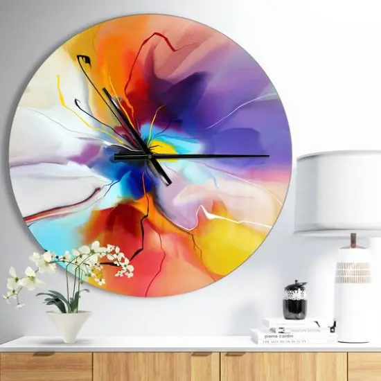 Designart Multicolored Creative Flower Farmhouse Wall Clock {3}