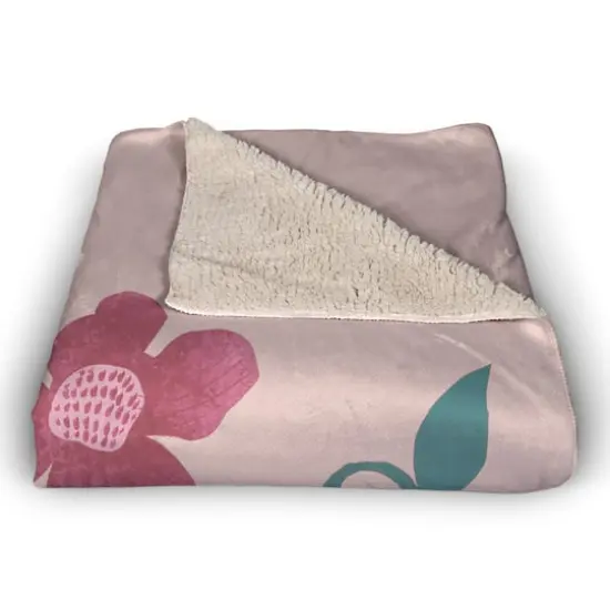 Pink Florals 50" x 60" Coral Fleece Blanket {3}