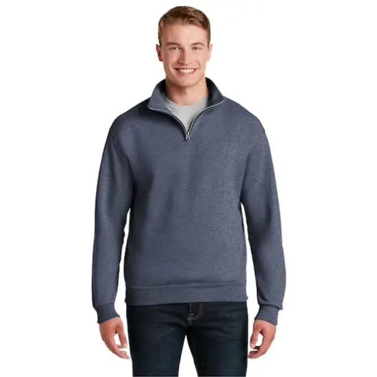 JERZEES&reg; NuBlend&reg; 1/4-Zip Cadet Collar Sweatshirt Vintage Heather Navy {4}
