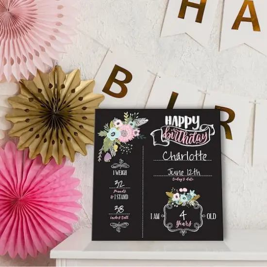RoomMates 12" Double-Sided Floral Birthday Chalkboard {3}
