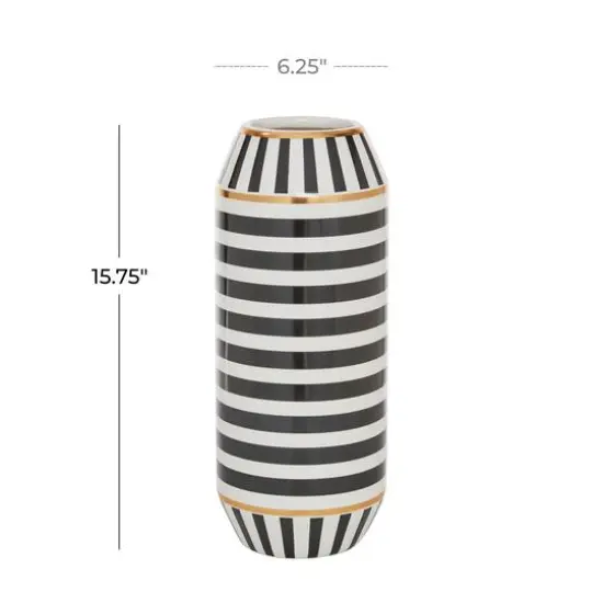 Black Ceramic Modern Vase, 16" x 6" x 6" {6}