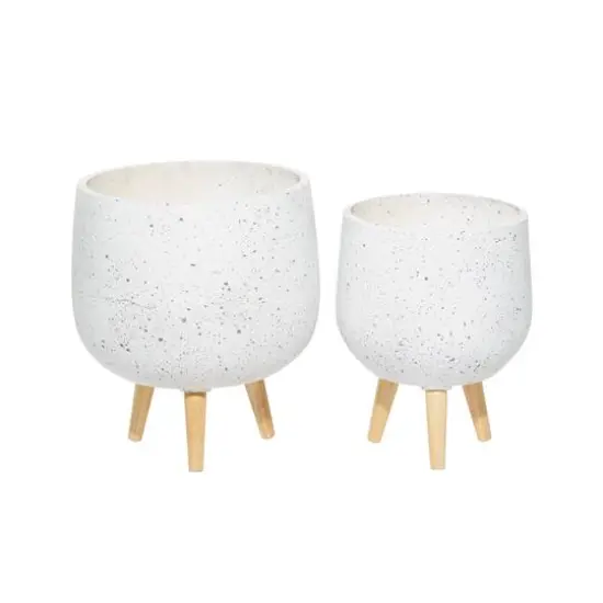 Set of 2 White MgO Contemporary Planter 17", 15" {6}