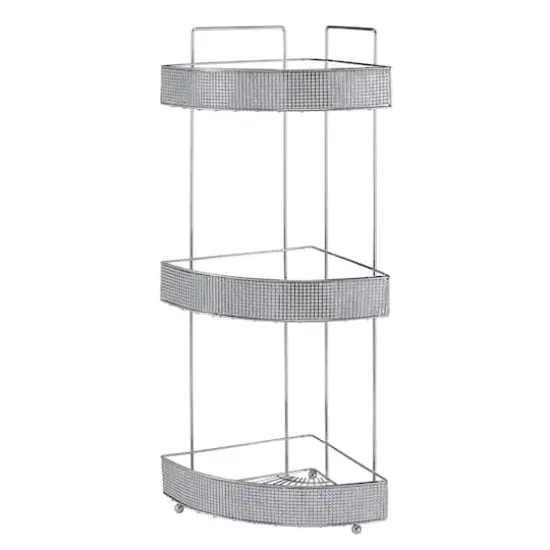 Bath Bliss Pave Diamond Design 3-Tier Corner Bath Shelf {1}