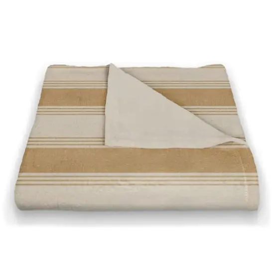 Stripe Coral Fleece Blanket Gold {3}