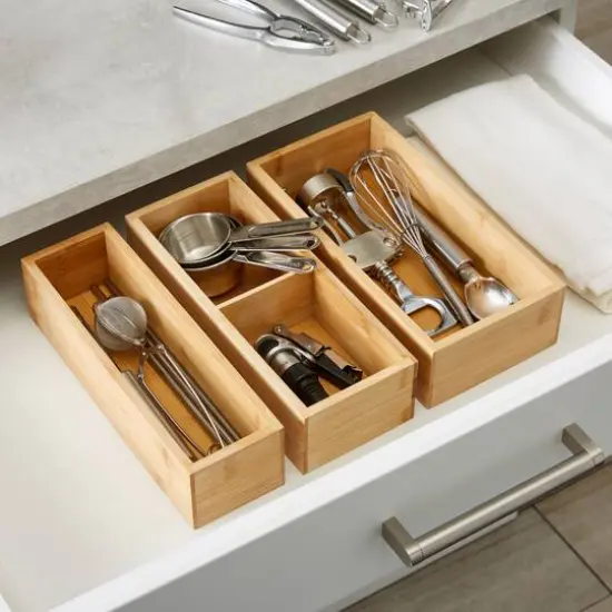Kitchen Details 4-Compartment Bamboo Drawer Organizer Set {4}