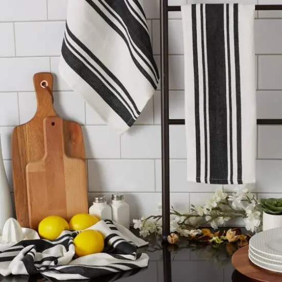 DII&reg; Black Chef Stripe Dish Towels, 3ct. {7}